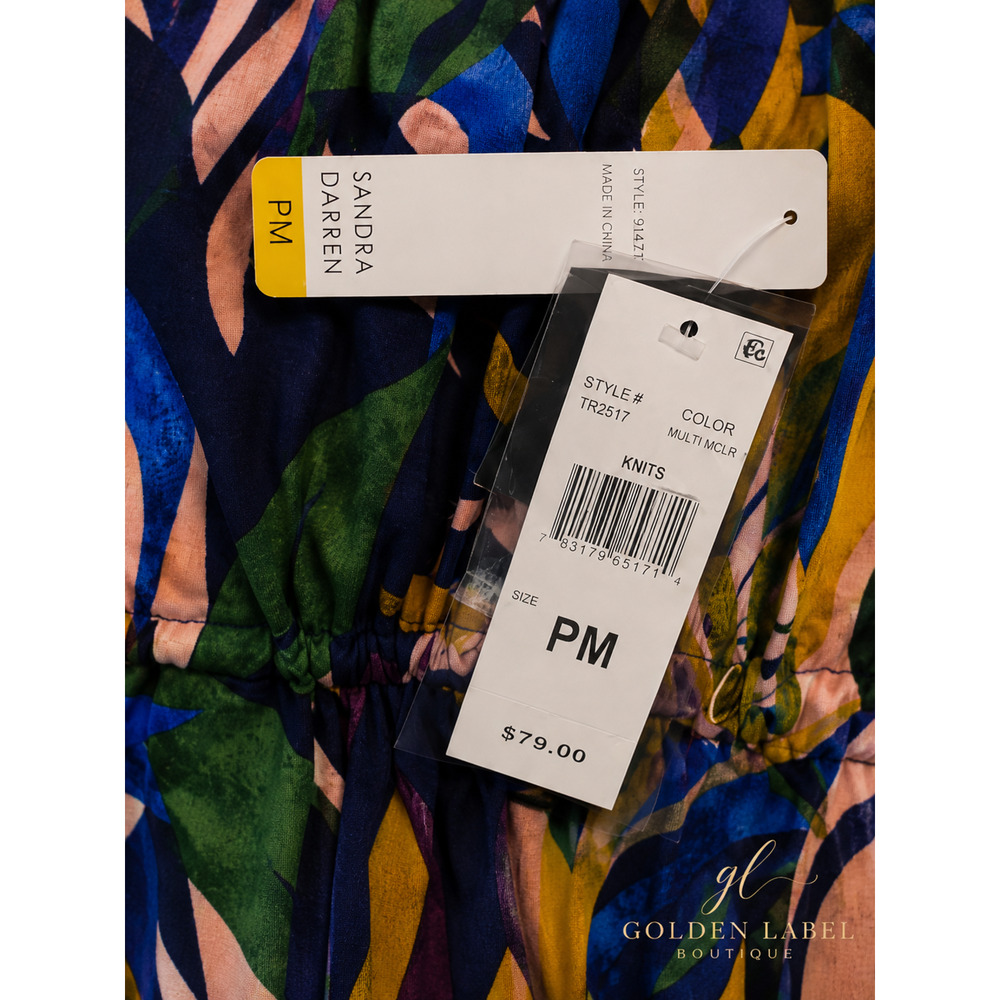 Sandra Darren Petite PM Tropical Midi Shirtdress Pockets NWT - Picture 10 of 12